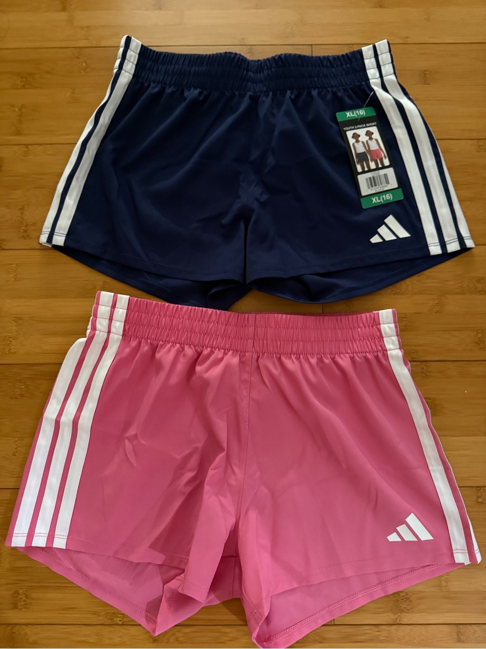 Adidas Girls Size X-Large 2 Pack Shorts Pink & Blue NWT